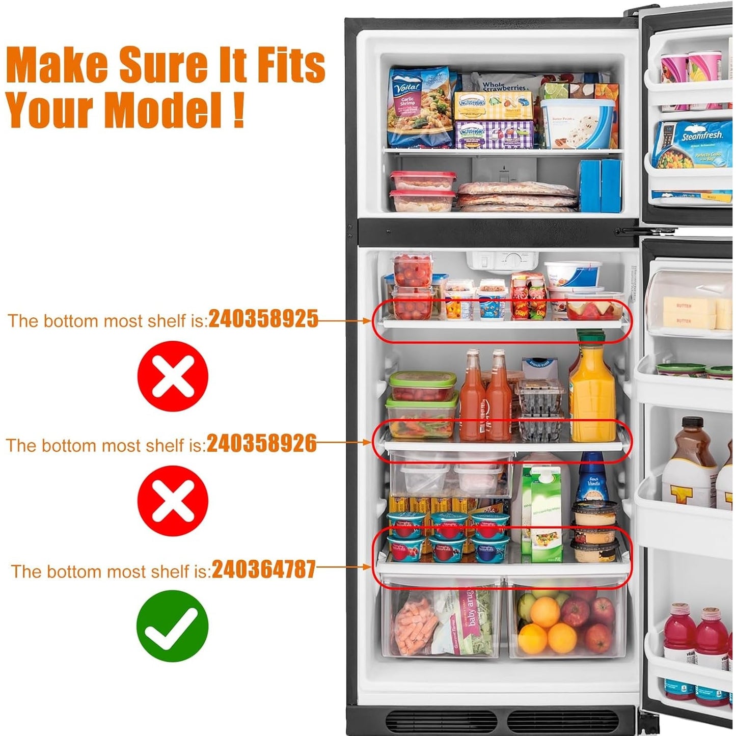 Crisper Pan Cover – Compatible w/ Frigidaire Fridge Drawer, Glass Shelf Frame