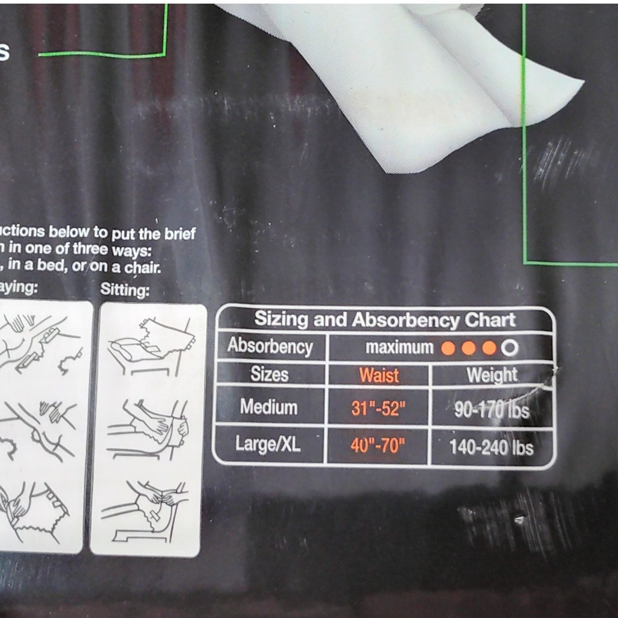 Stretch Fit Adjus. Briefs LG/XL, 140–240 lbs, 40"–70"W, Unisex, 60 CT (3 Pks/20)