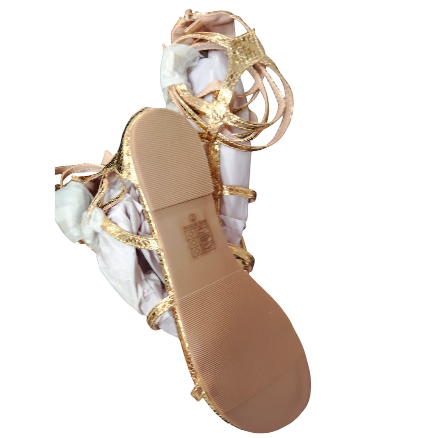 Ellie Shoes Women’s Gladiator Flat Sandal – Gold, Size 7, Style 015-ZENA