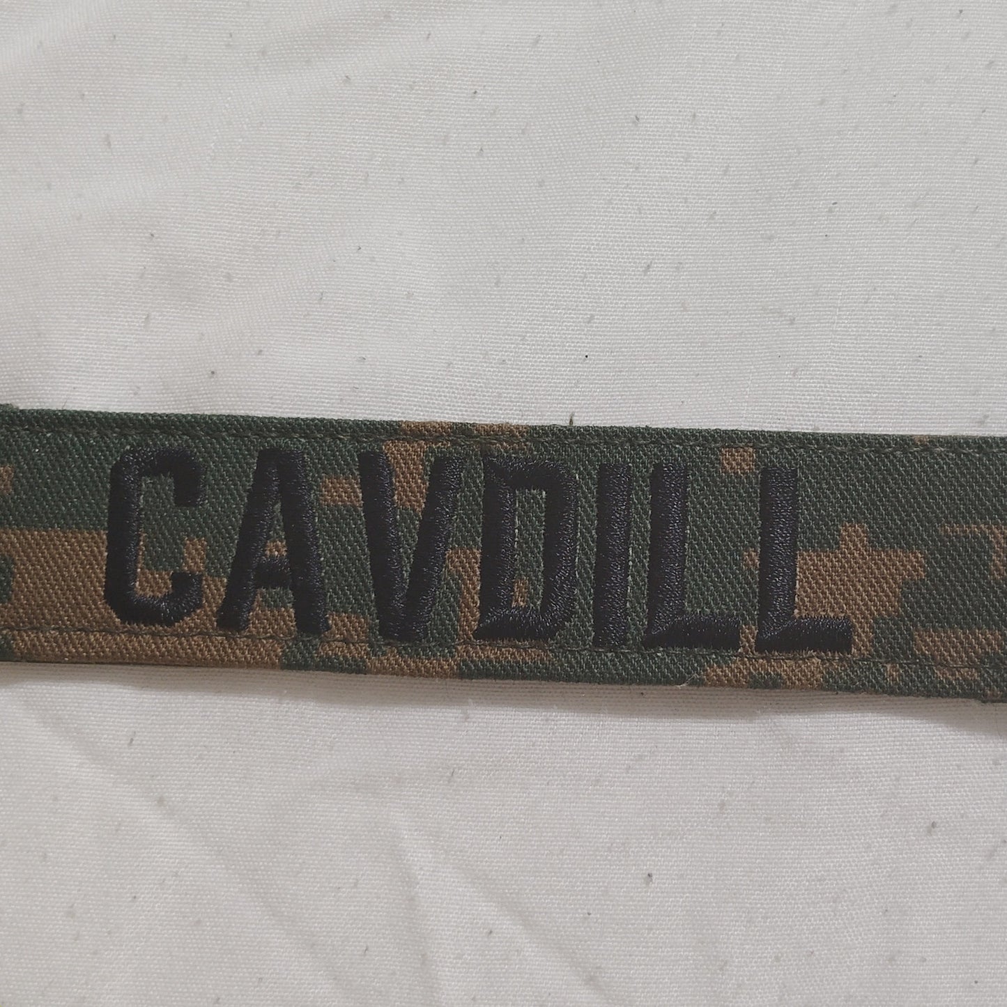 Name Tape “CAVDILL” – Woodland MARPAT – 5" × 1" Hook Back Novelty Patch