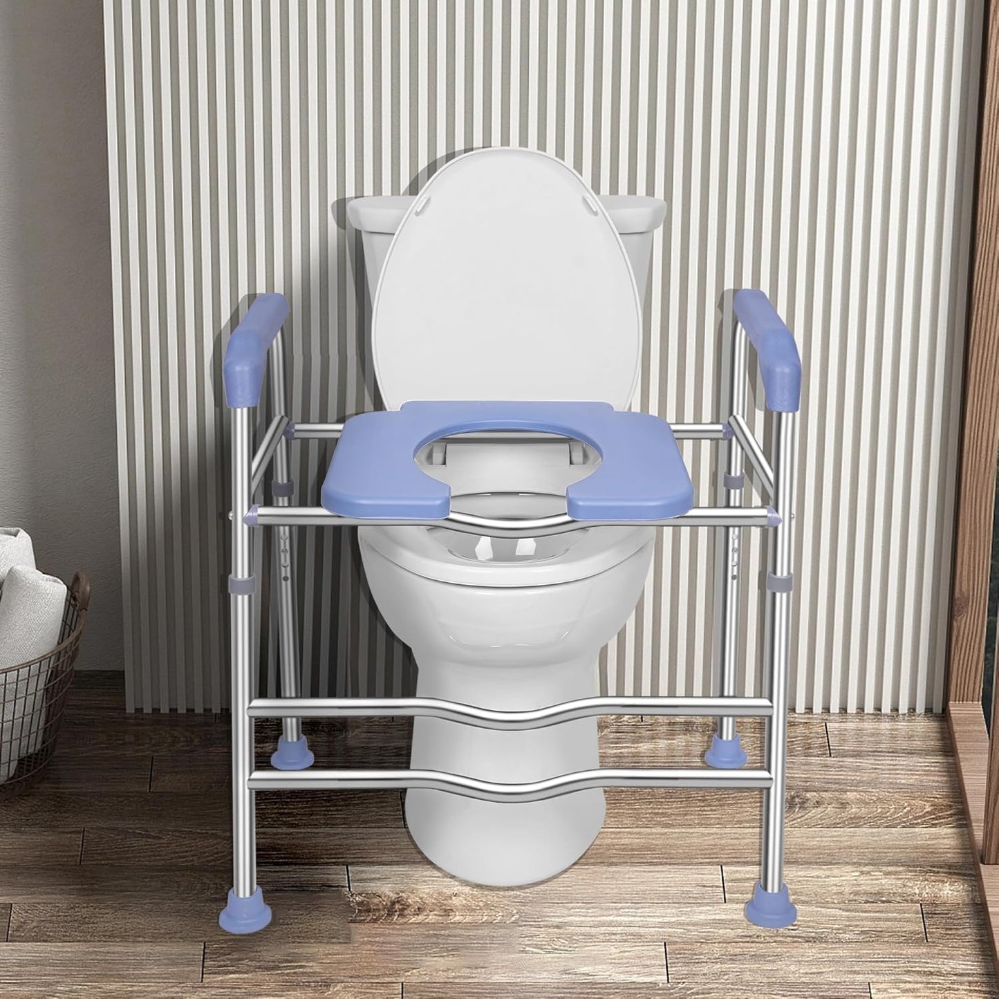 Raised Toilet Seat w/ Handles Large 400lb Commode Chair Fits Any Toilet