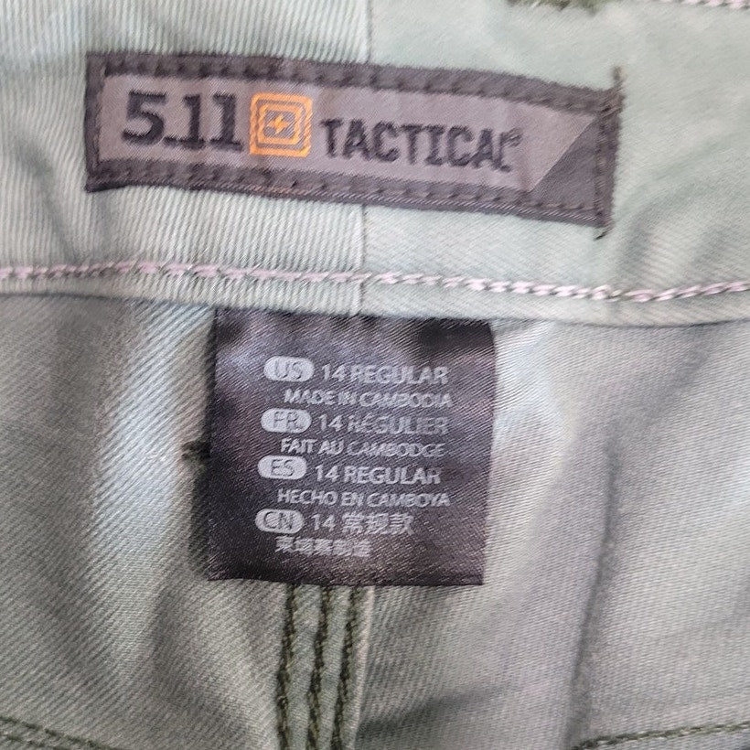 5.11 Tactical Pants - 14 Regular - Green - Cotton/Poly/Elastane - Stretch Fit