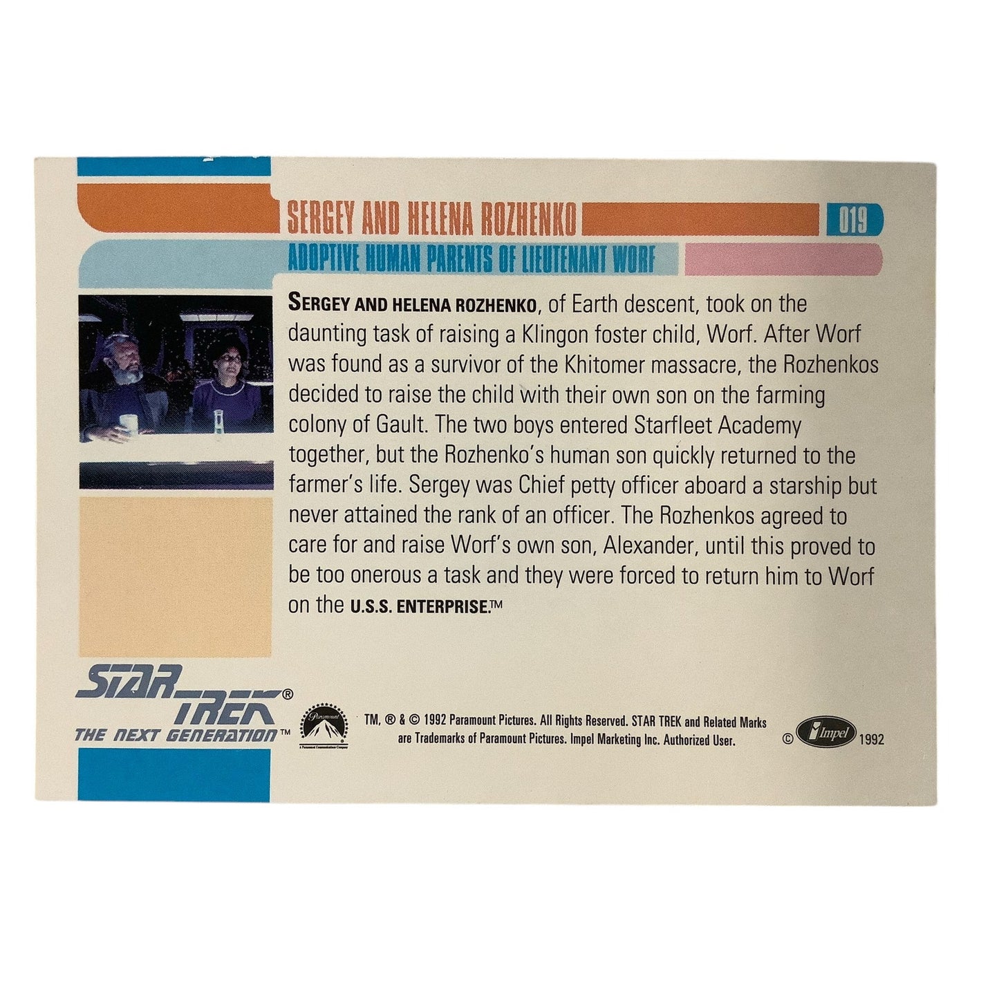 Sergey and Helena Rozhenko, Star Trek, The Next Generation, 1992, Impel Card 019