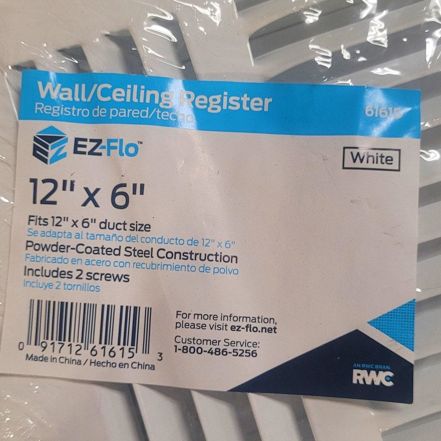 EZ-Flo 12 in. X 6 in. 3-Way Steel Wall/Ceiling Register , White