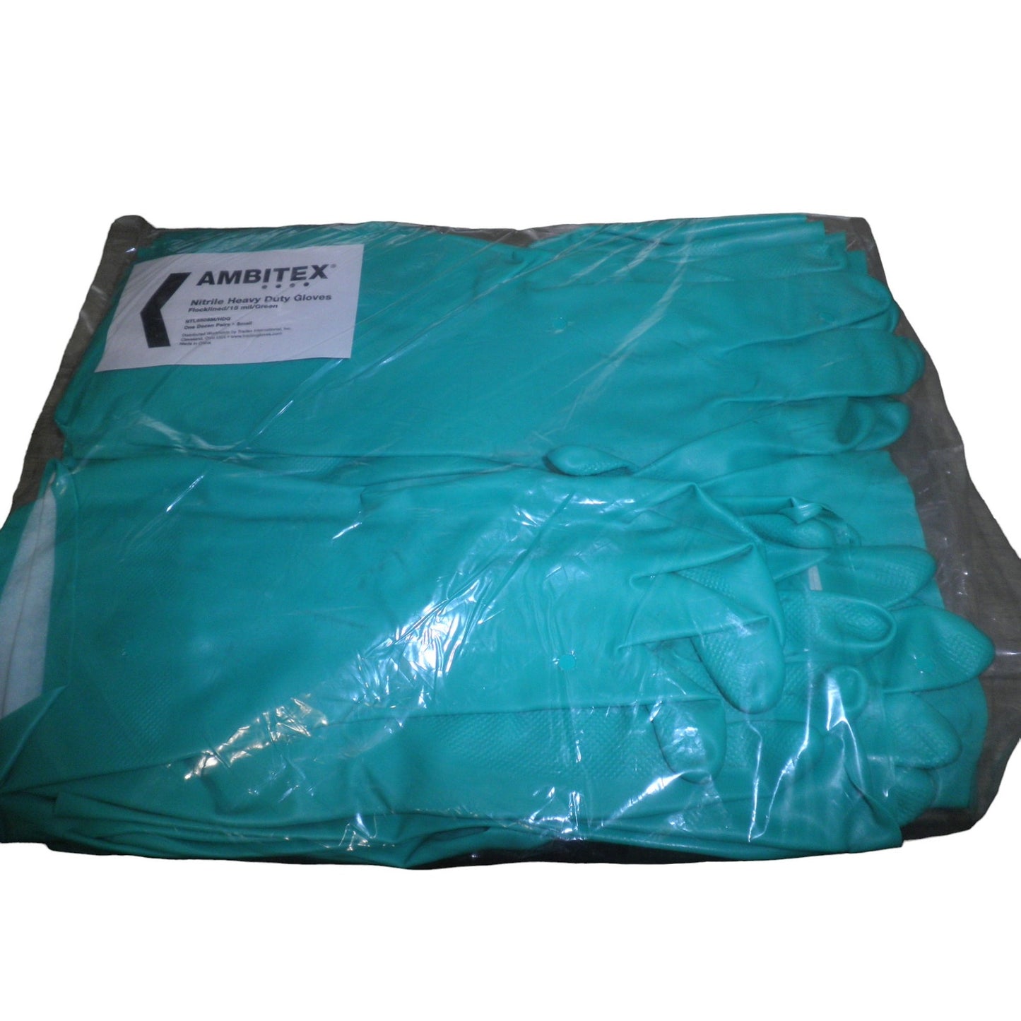 Ambitex TR-NTL650SM/HDG Flocklined Work Gloves, Nitrile, Small, Green, 12/Pack