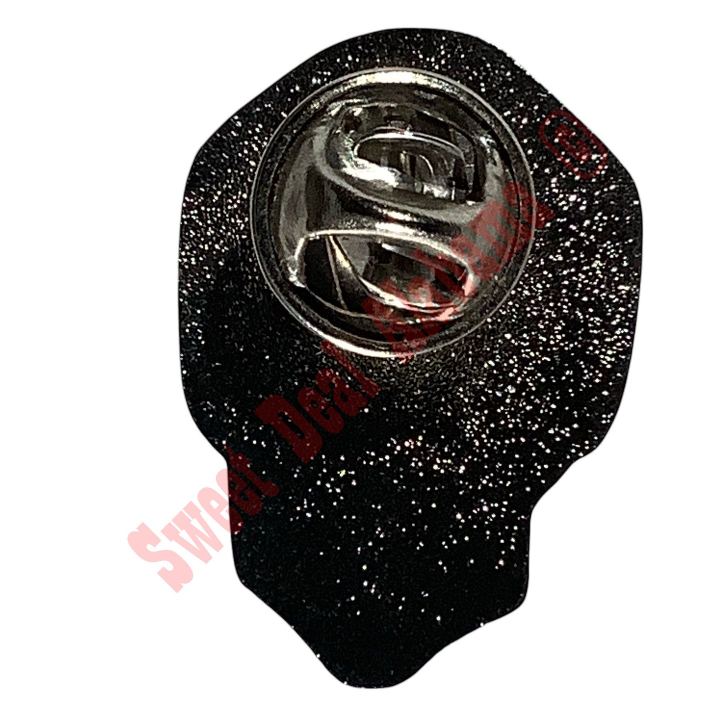 Red-Eye Death Skull Hat, Lapel or Tie Pin, 1-1/8"H x 3/4"W