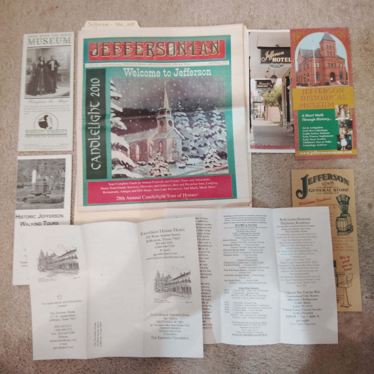 2010 Nacogdoches & Jefferson TX Travel Ephemera Lot Maps Guides 3/4 Lb