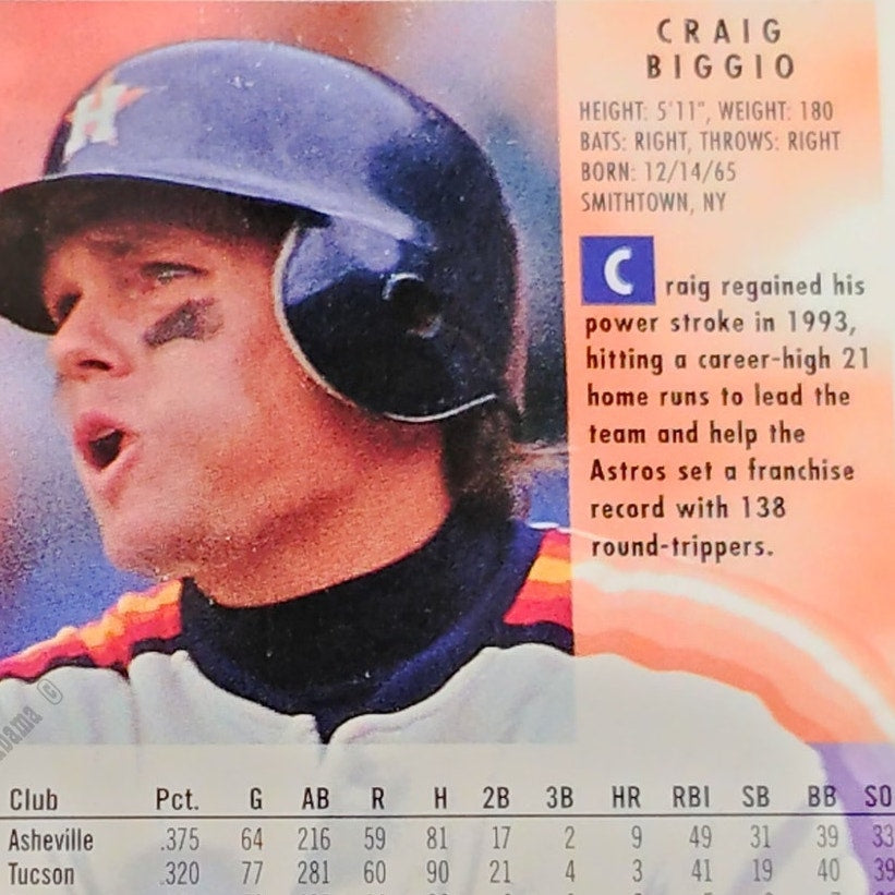 Craig Biggio, Houston Astros, #485, 1994 Fleer Baseball Collector's Card