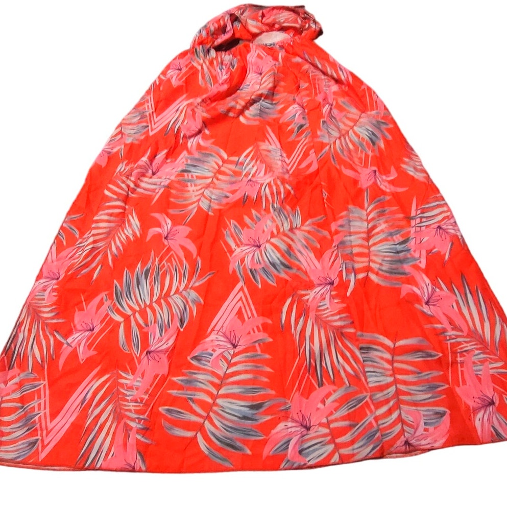 Cover Ups Wrap Skirt Sarong Retro Floral Print. Large (U.S. 8), Watermelon Red