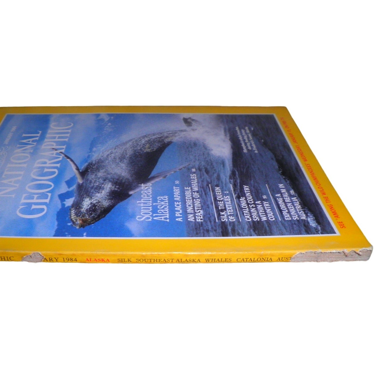 National Geographic January 1984 -Catalonia, The Queen of Textiles, Sunken Realm of Australia, Southeast Alaska, Whales...