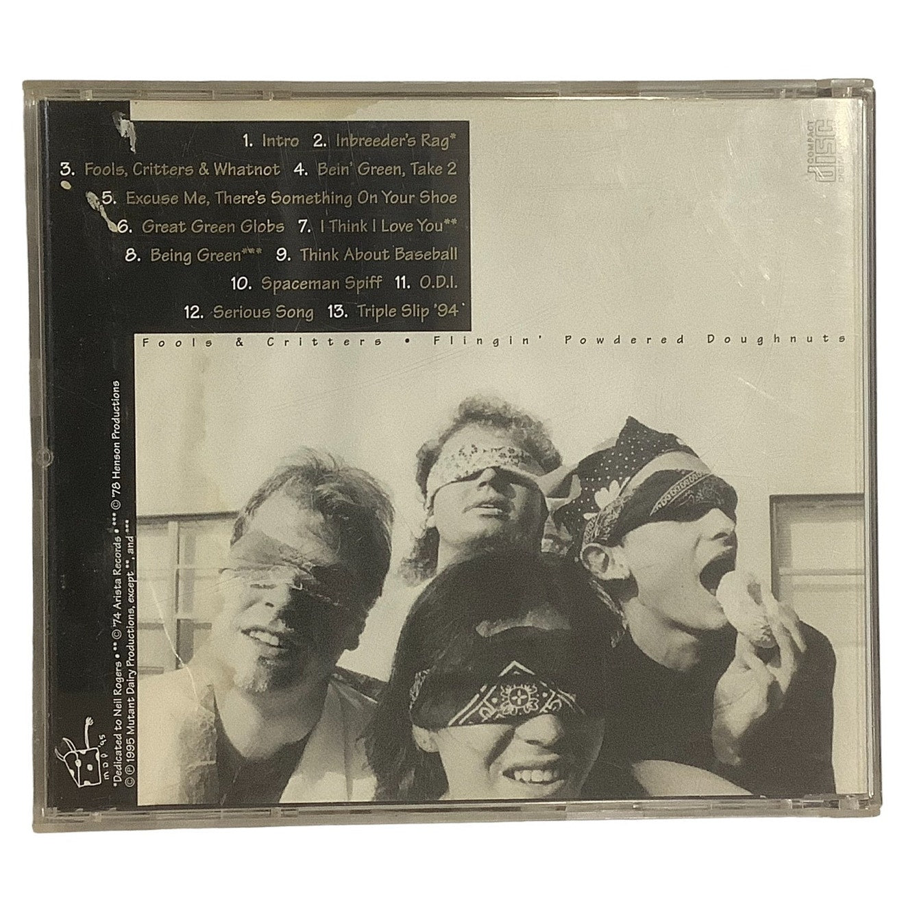 Fools & Critters, Flingin' Powdered Doughnuts, 1995 Music CD, Pristine Condition