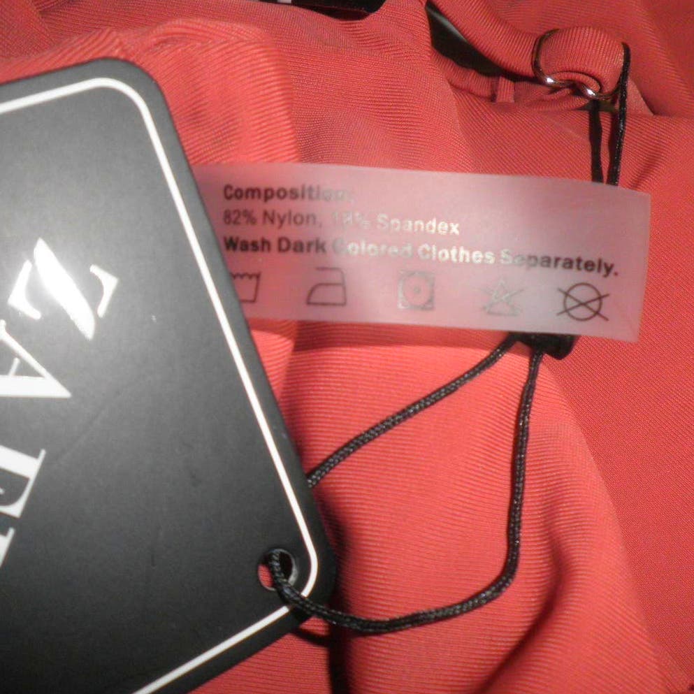 Solid Spaghetti Strap Bralette Bikini Set Two Piece Swimsuit, Light Red, M