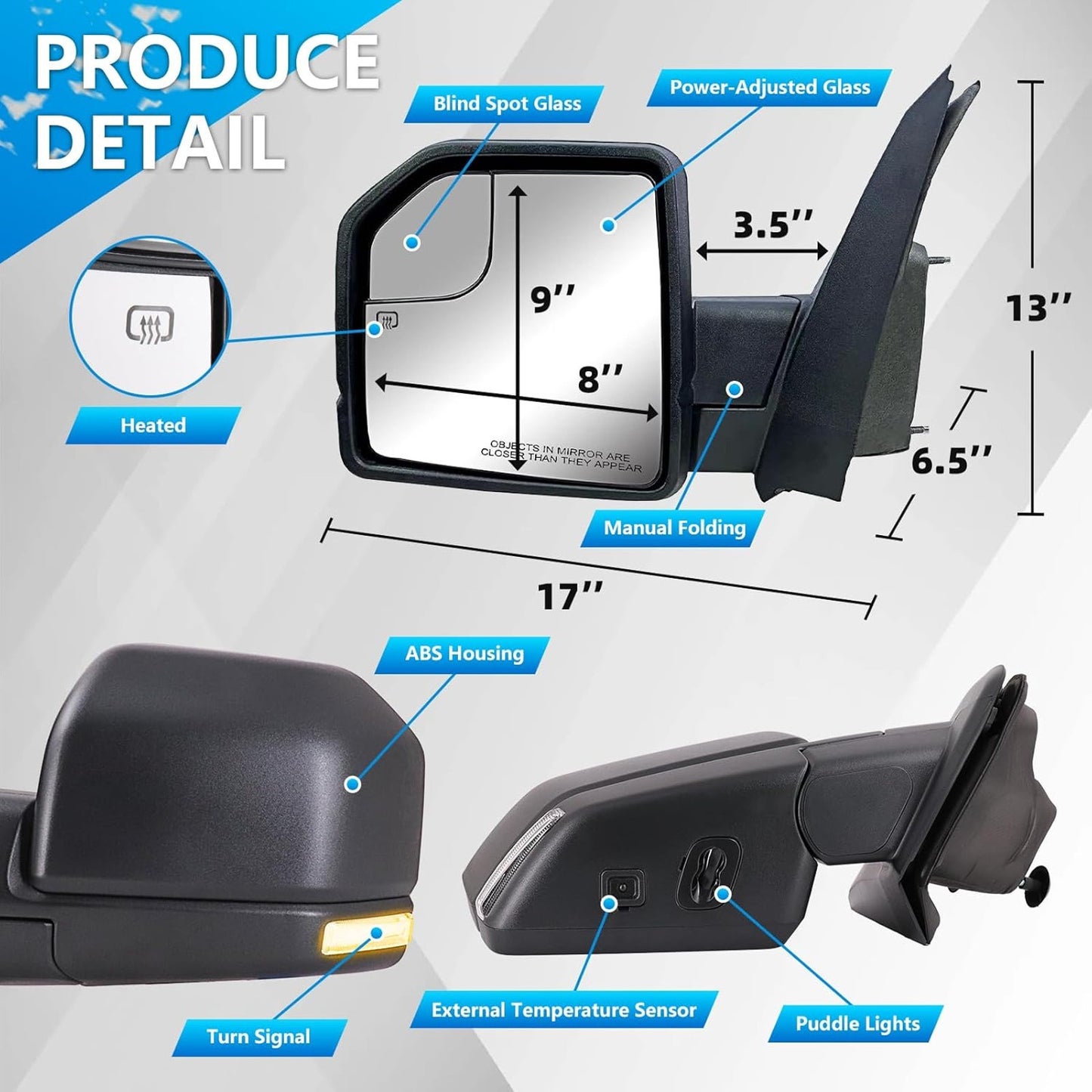 Passenger Side Mirror for Ford F-150 2015–2020 – 10-Pin, Heated, Signal, Puddle