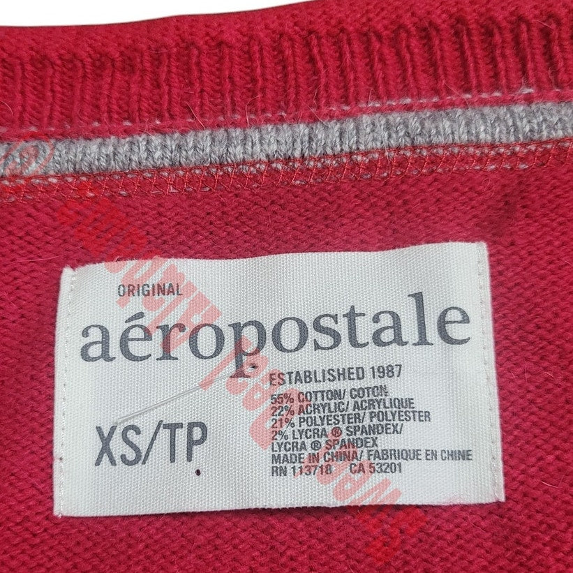 Aeropostale XS/TP Red Button-Down Cardigan Sweater Bust: 26-28" Length 23"