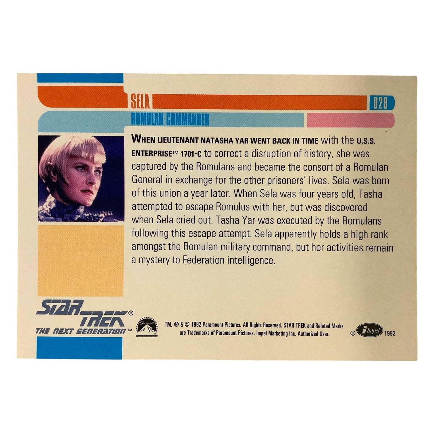 Sela, Star Trek, The Next Generation, 1992, Impel Card No.028