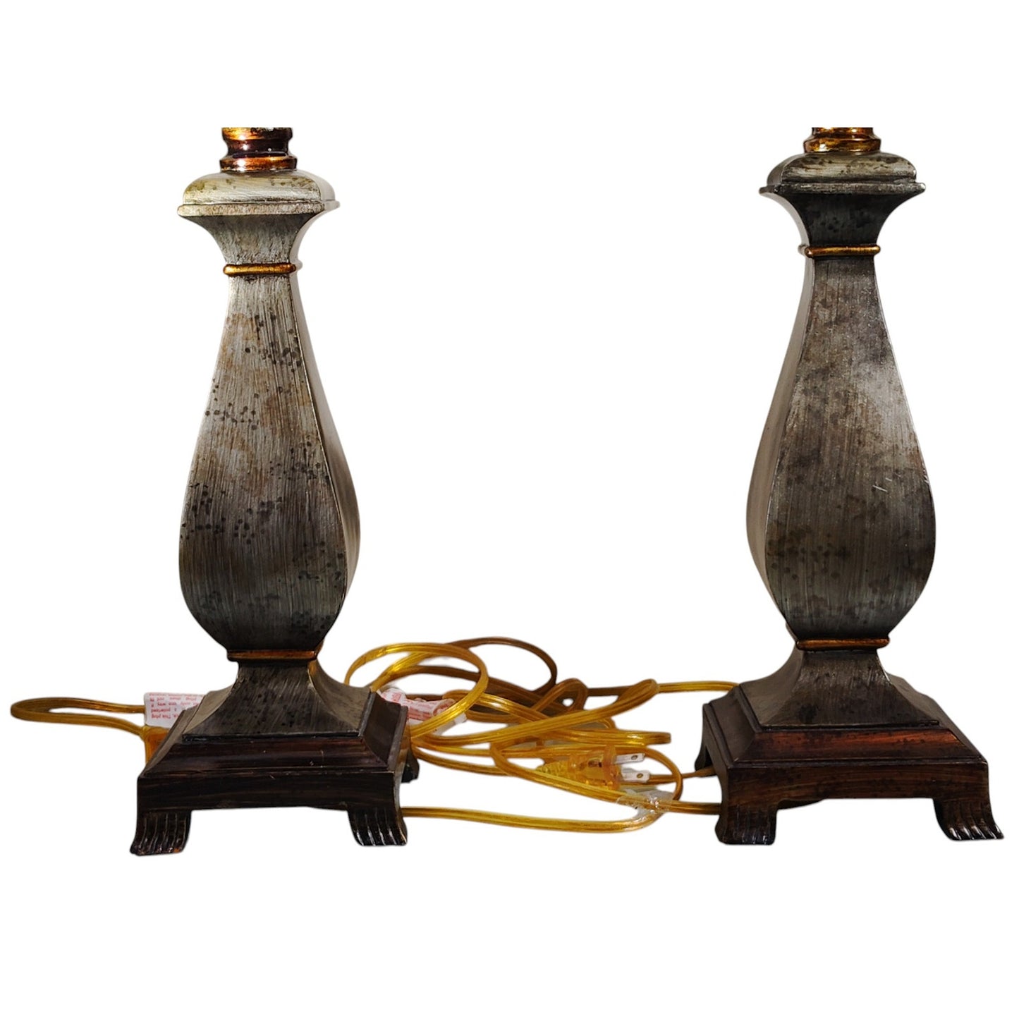 Pair of Vintage Classic Tan Shade Table Lamps – 27.5"H w/ Finial, Working