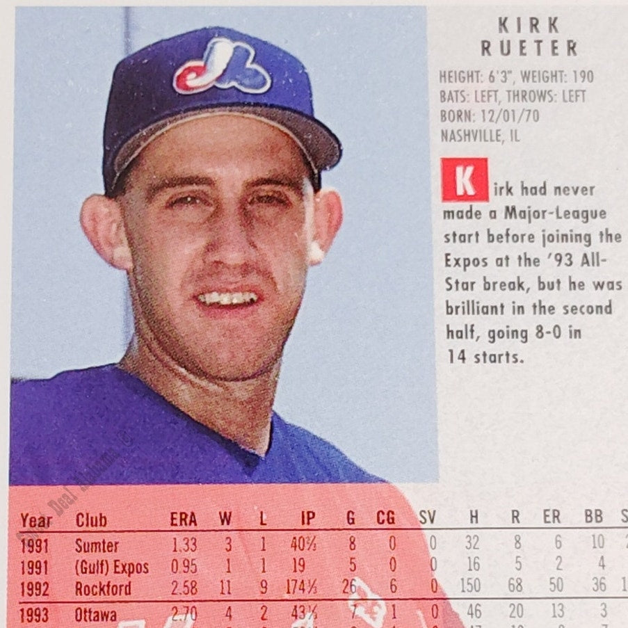 Kirk Rueter, Montreal Expos, #549, 1994 Fleer Baseball Collector's Card