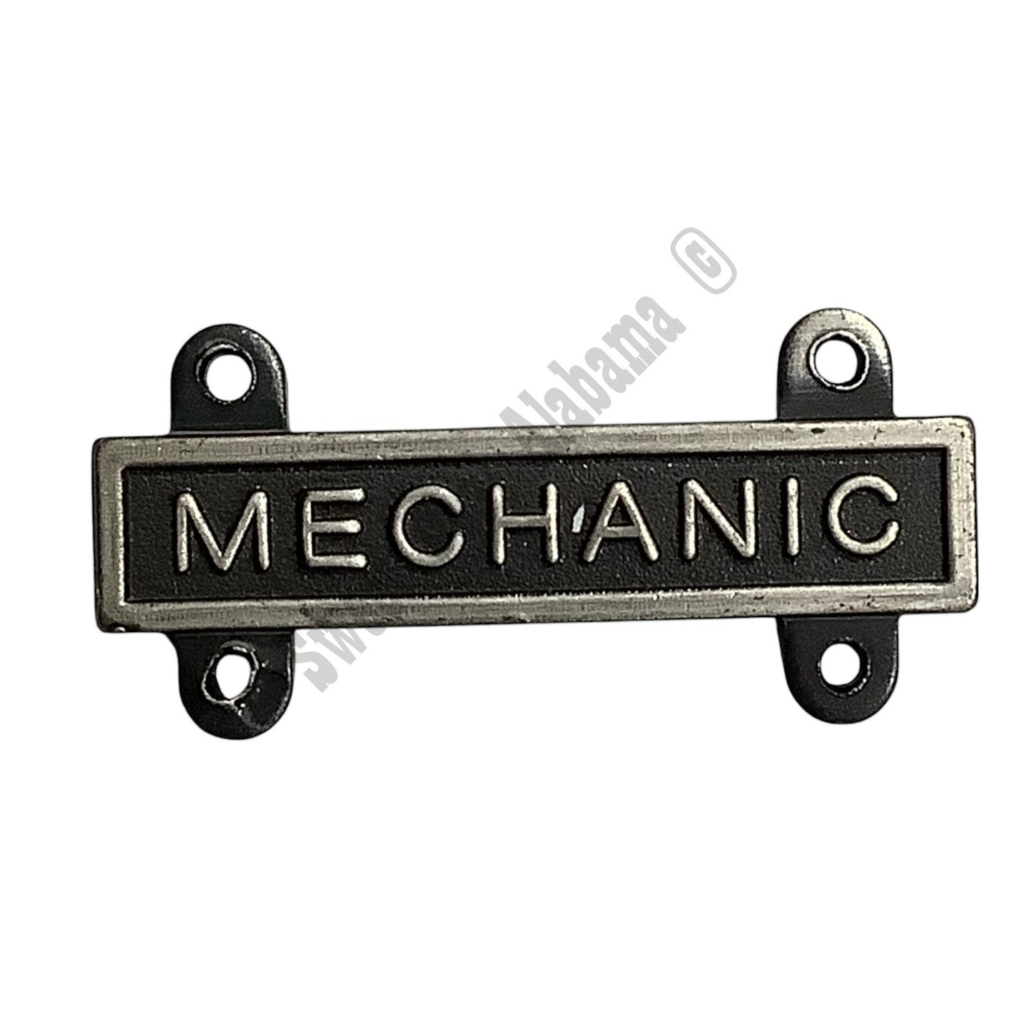 Military Qualification Bar, Mechanic, Silver on Black, 1/2"H x 1"W