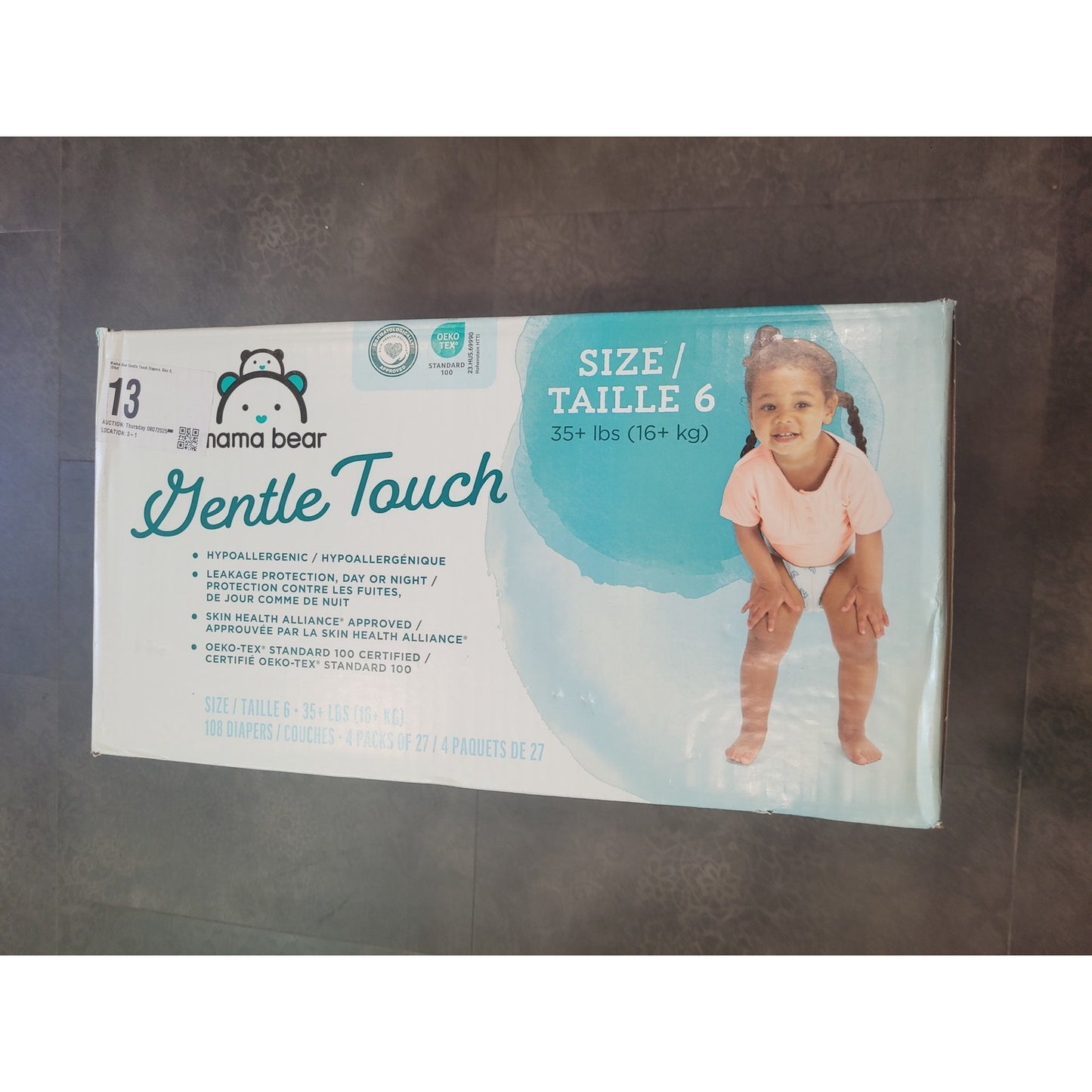Mama Bear Gentle Touch Diapers – Size 6, 108 Count (4 Packs of 27), Hypoallergenic, Leak Protection