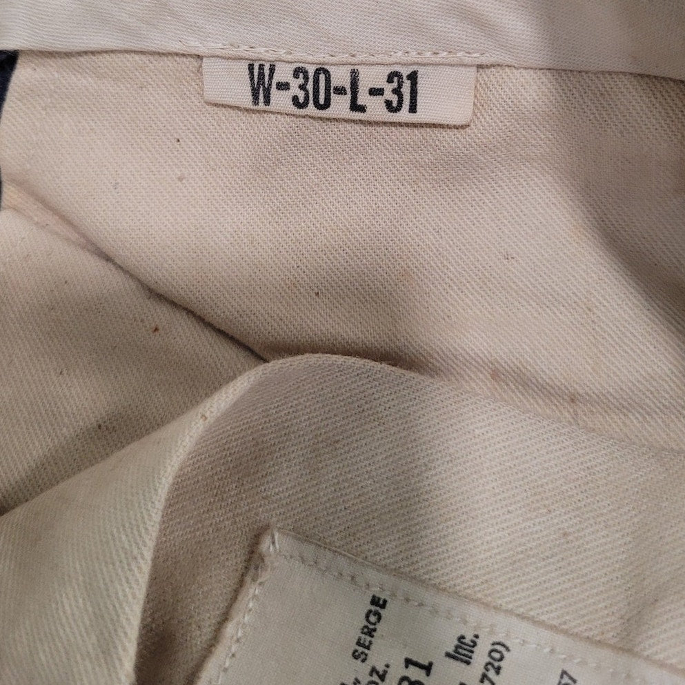 1950 US Military 100% Virgin Wool Trousers - Blue-84 - Size 30x31 - 18oz Serge