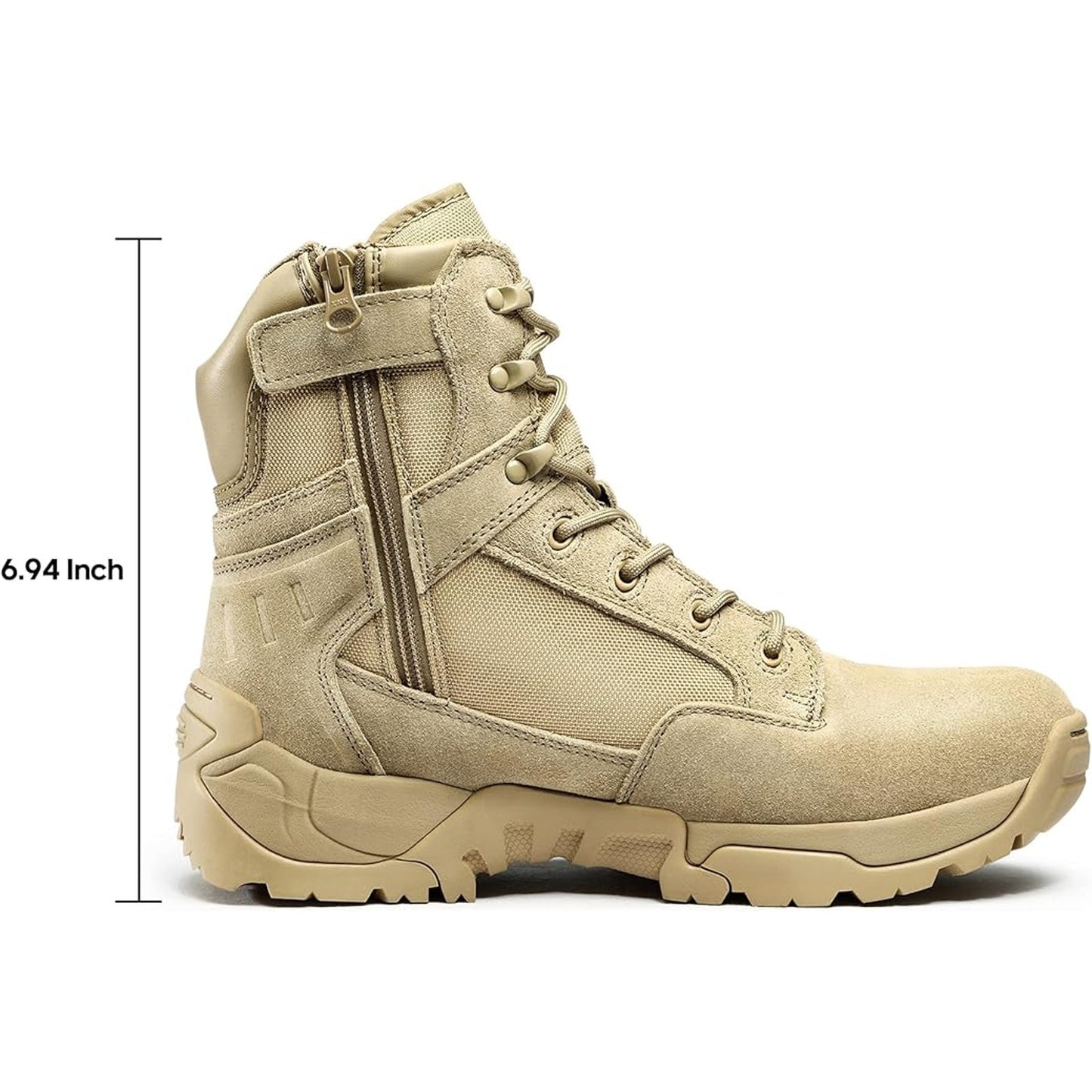 NORTIV8 Boots Men's 6.5 Military Tactical Motorcycle Combat Boots w/ Side Zipper