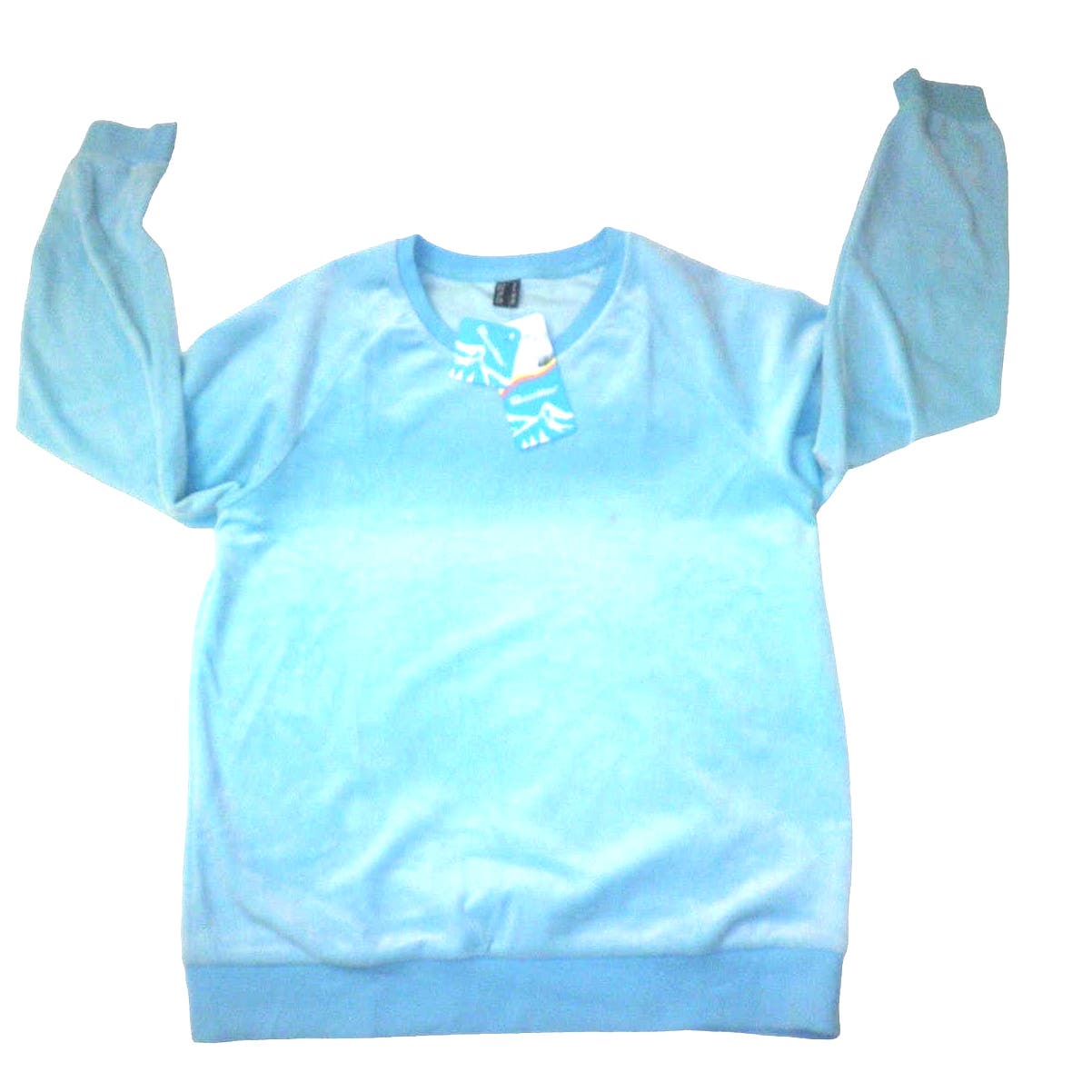 Women's Velour Casual L/S Shirt, Water Blue, Small, Velvet Top, Pullover, NWT