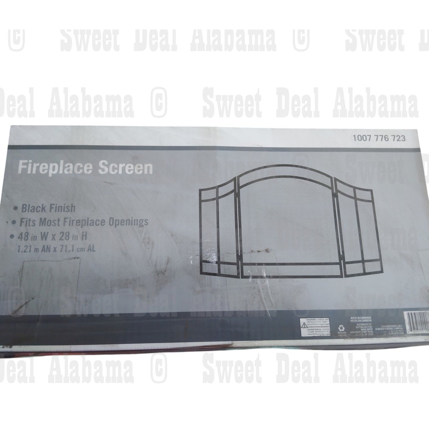 3-Panel Fireplace Screen 27.95"x38" – Black Steel Folding Spark Guard, See-Through