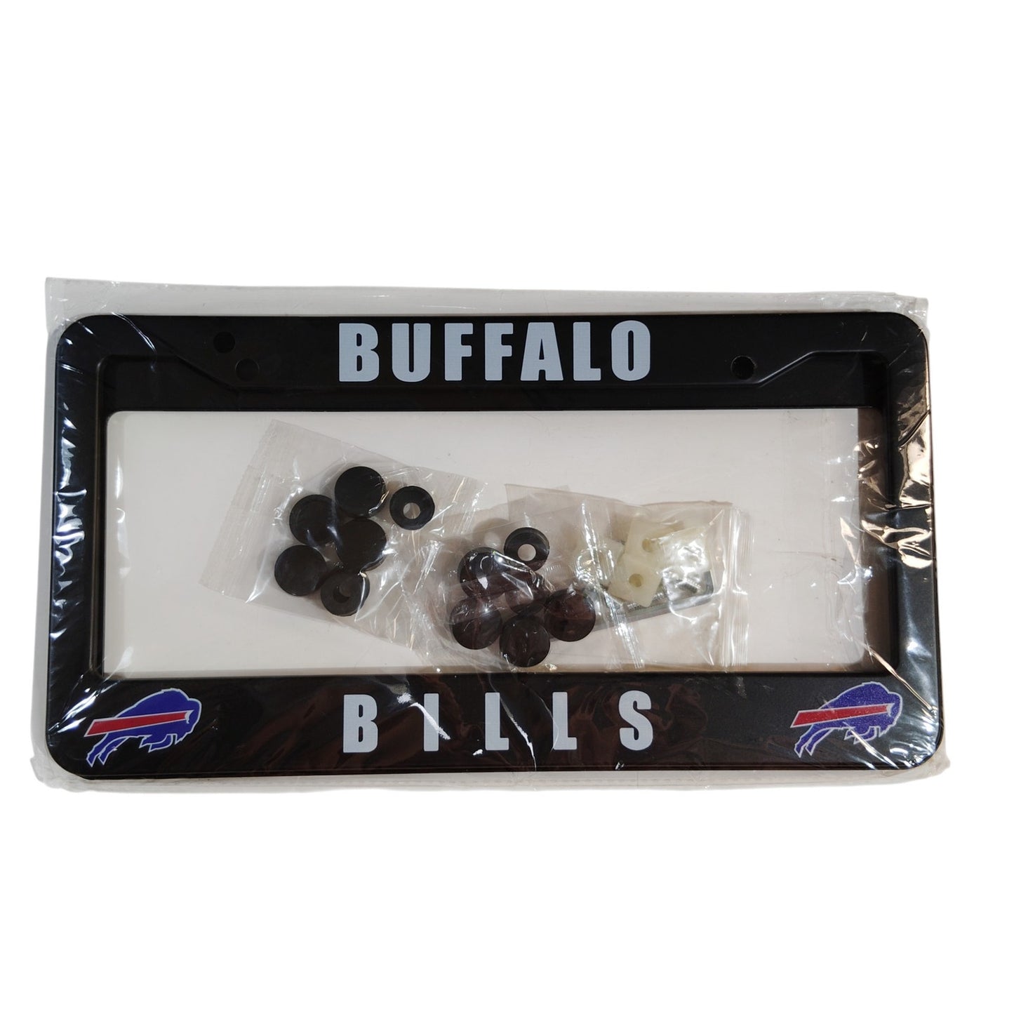 NFL Black Chrome License Plate Frame – 12" x 6" – 2 Pack Front & Rear – Official Team Inserts