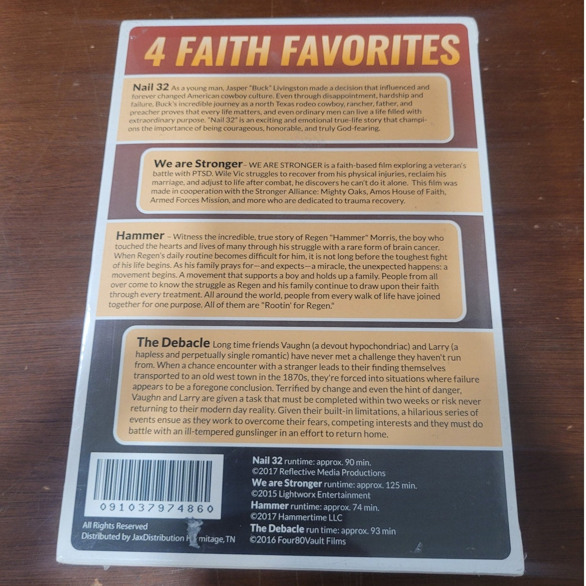 4 Faith Favorites DVDs, Nail 32 We Are Stronger Hammer Debacle Western Christian