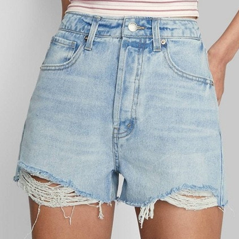 Women's Super-High Rise Cut-Off Jean Shorts - Size 6, 28"W, Wild Fable Brand