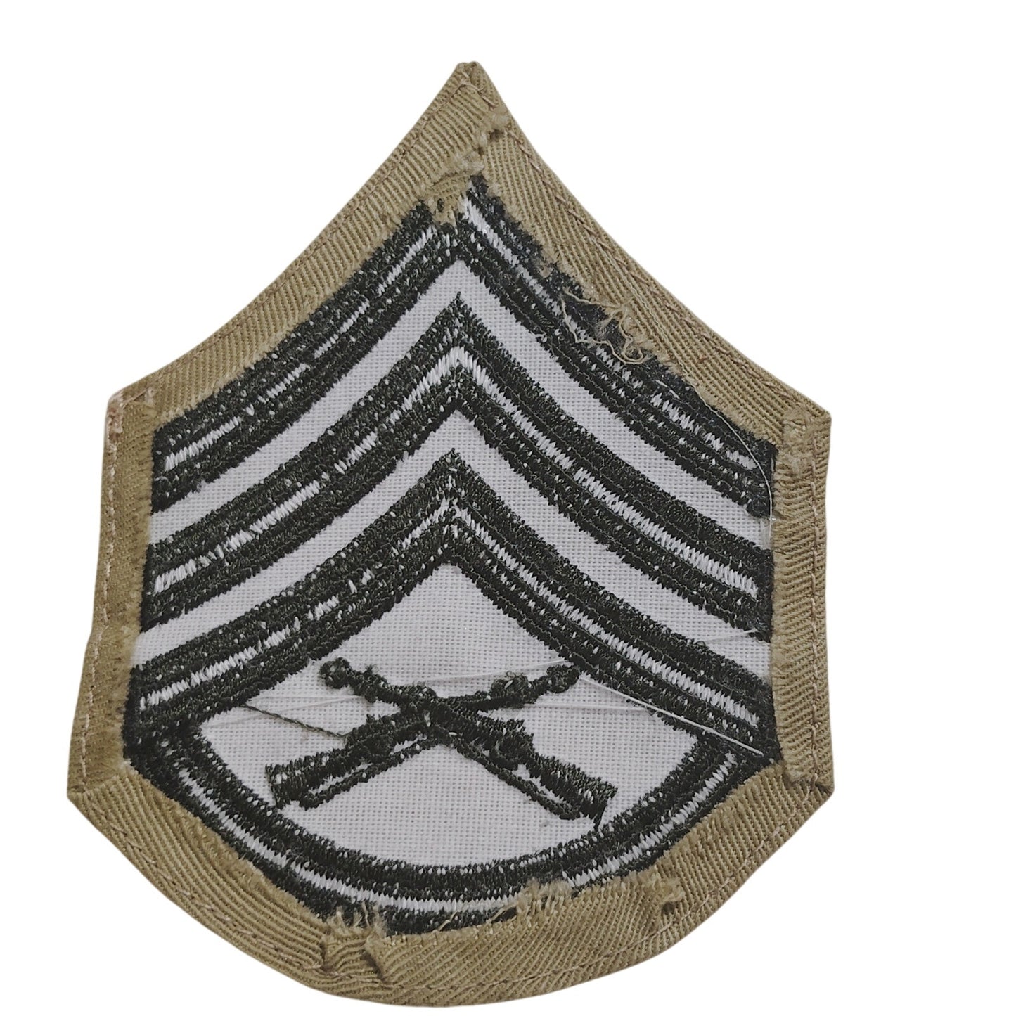 USMC Staff Sergeant E‑6 Chevrons – Green on Khaki – Female – 3‑1/2" H