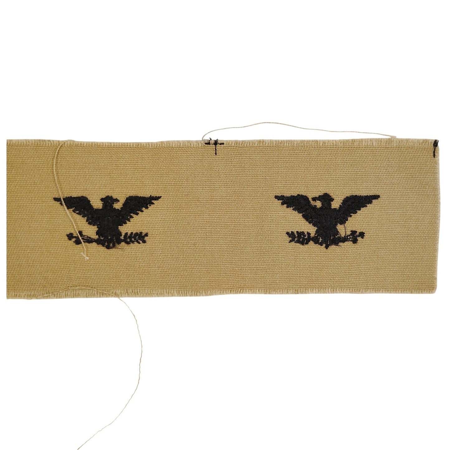 US Military Colonel O‑6 Rank Patch Pair Subdued Tan 2" × 6" Raw‑Edge Vintage