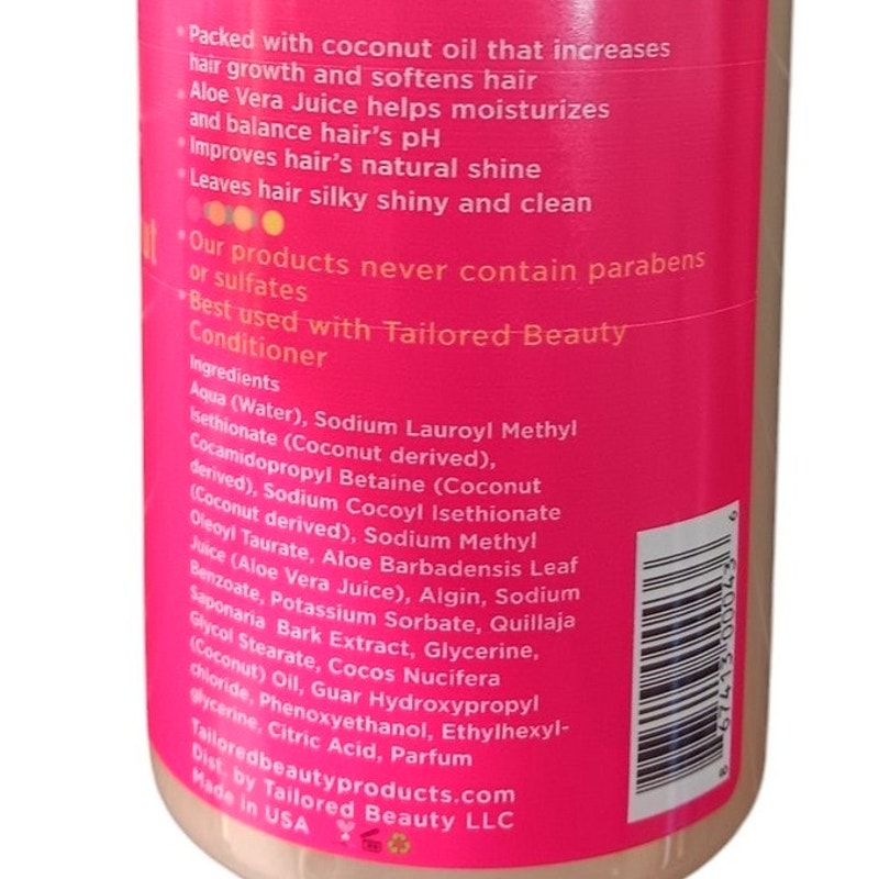 Tailored Beauty Moisturizing Coconut Creme Sulfate Free Shampoo, 12oz