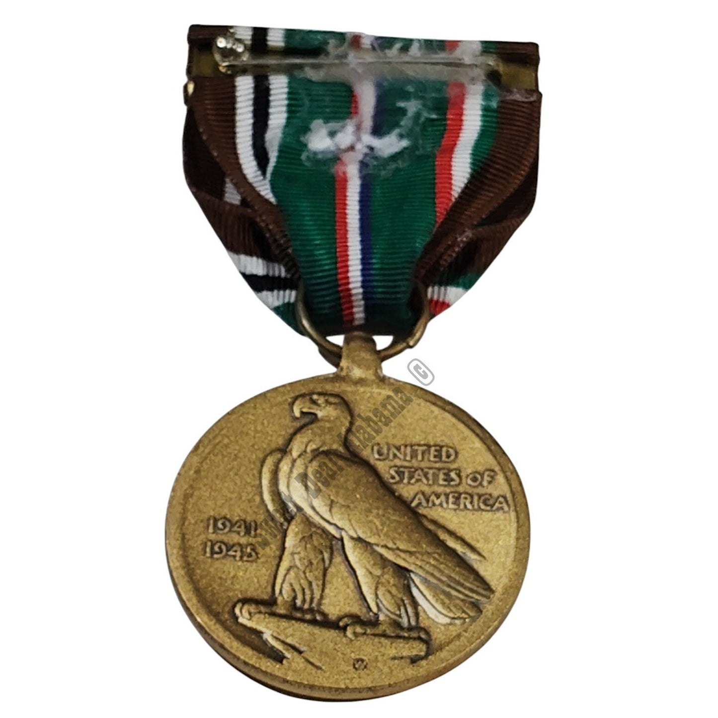WW II U.S. European African Middle Eastern Campaign Medal w/ Pinback, 1-5/16"D