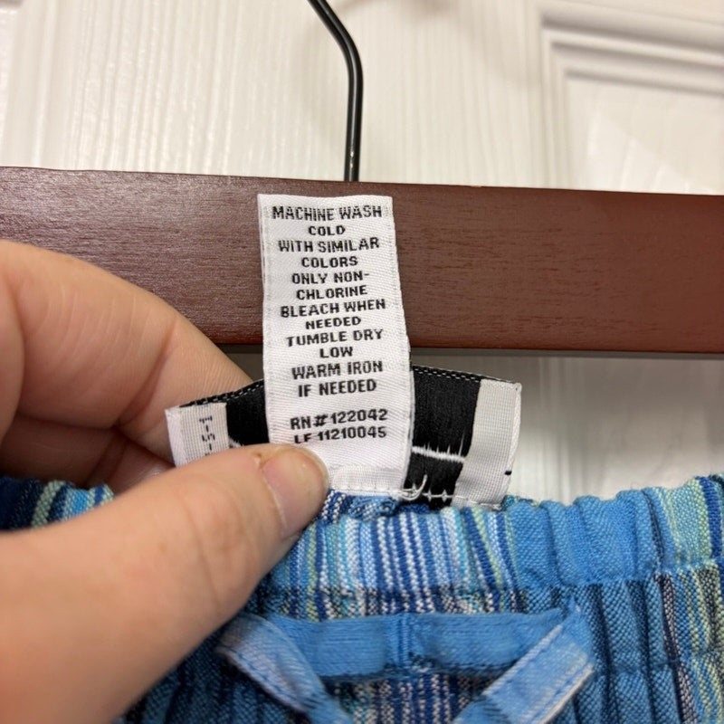 Venezia Woman Blue Plaid Cotton Elastic Waist Pants - Size 14W