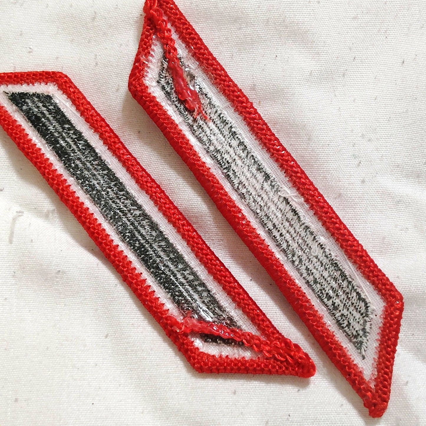 USMC Green on Red Service Stripe Patches – 4" × 3/4" – Pair