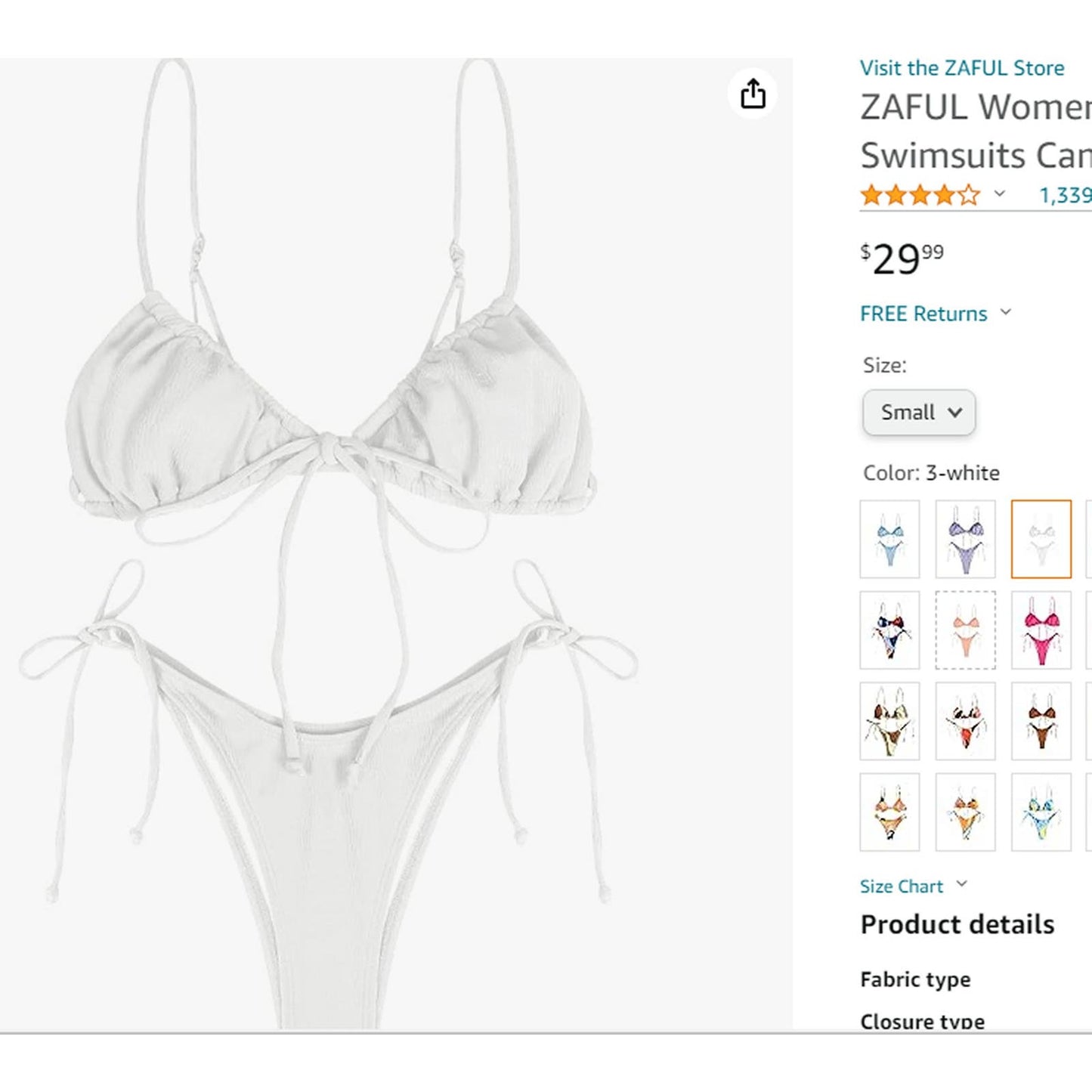 ZAFUL High Cut Thong Bikini Set Swimsuits Cami String Sexy Bathing Suit SM (4)