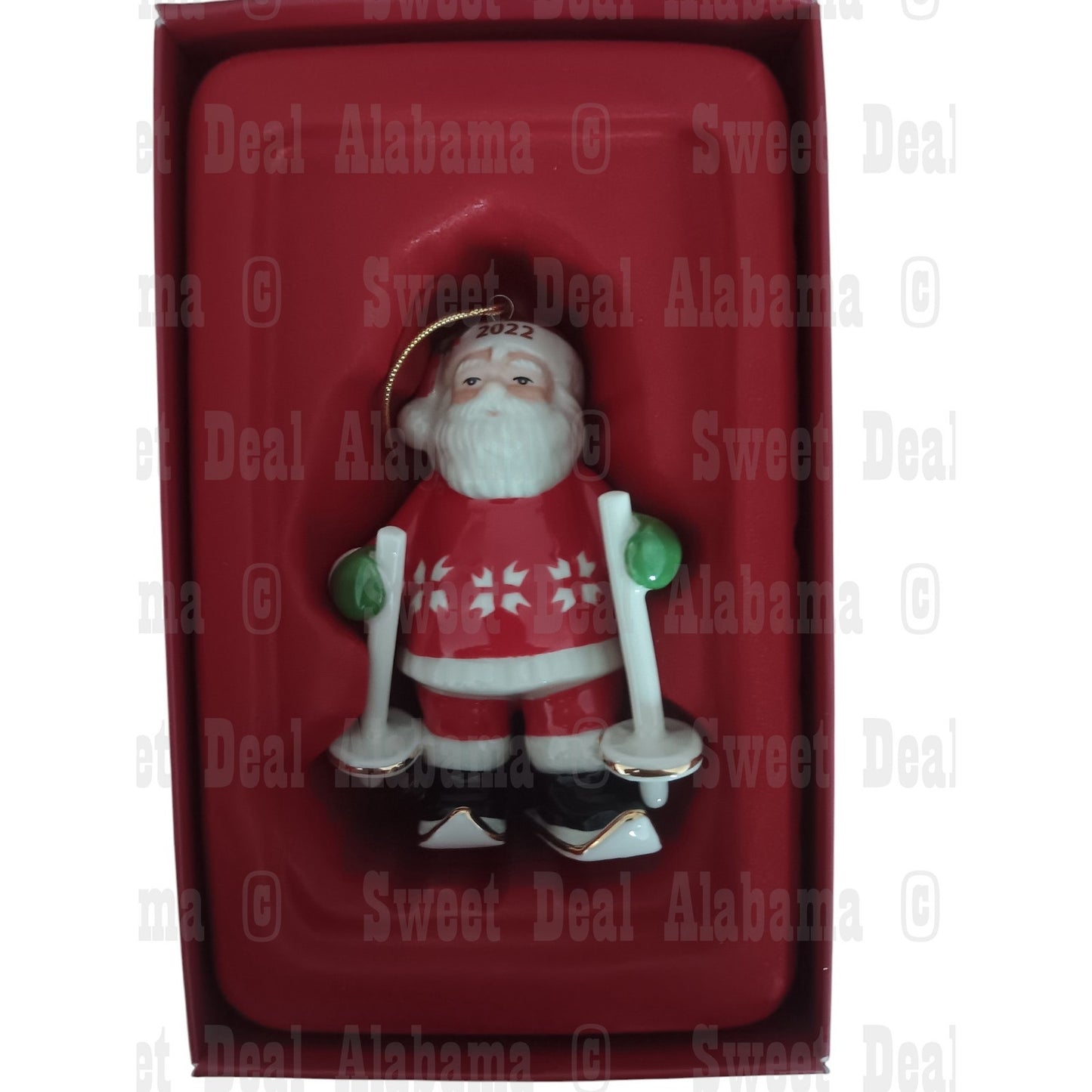 Lenox Annual Santa Ornament 2022 – Wooly Warm Santa on Skis, 3.8 in. (Boxed)