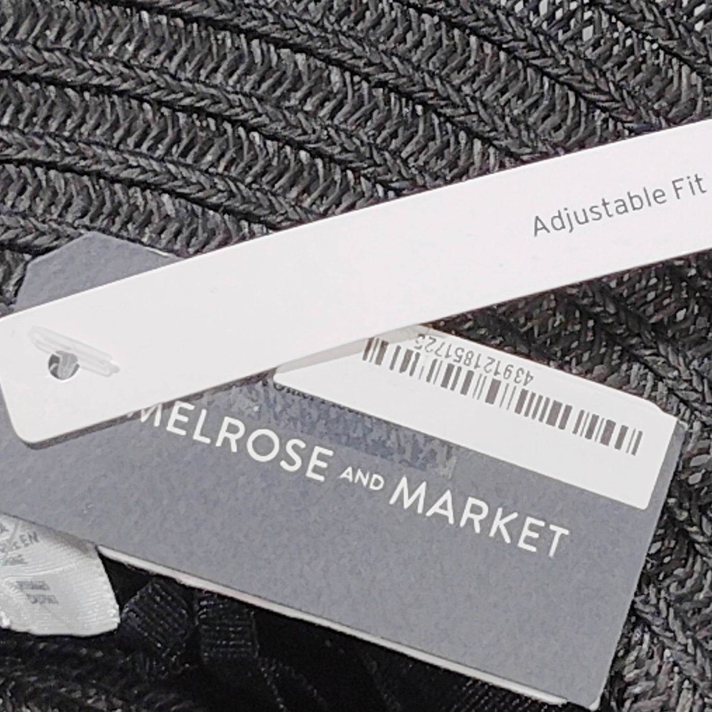 Melrose & Market Boater Hat – Black Wide‑Brim Sun Hat w/ Chin Strap