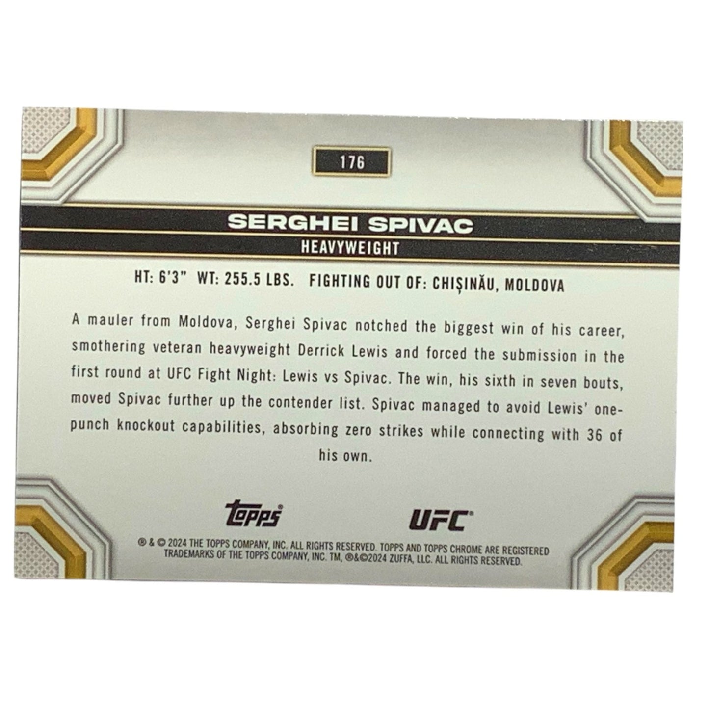 Serghei Spivac, UFC Heavyweight, Card 176, 2024 Topps Chrome UFC, NM+