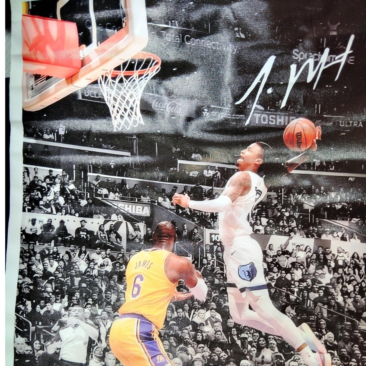 16x24" Ja Morant Dunk Canvas Print Poster – Classic Basketball Moment Wall Art (Unframed)