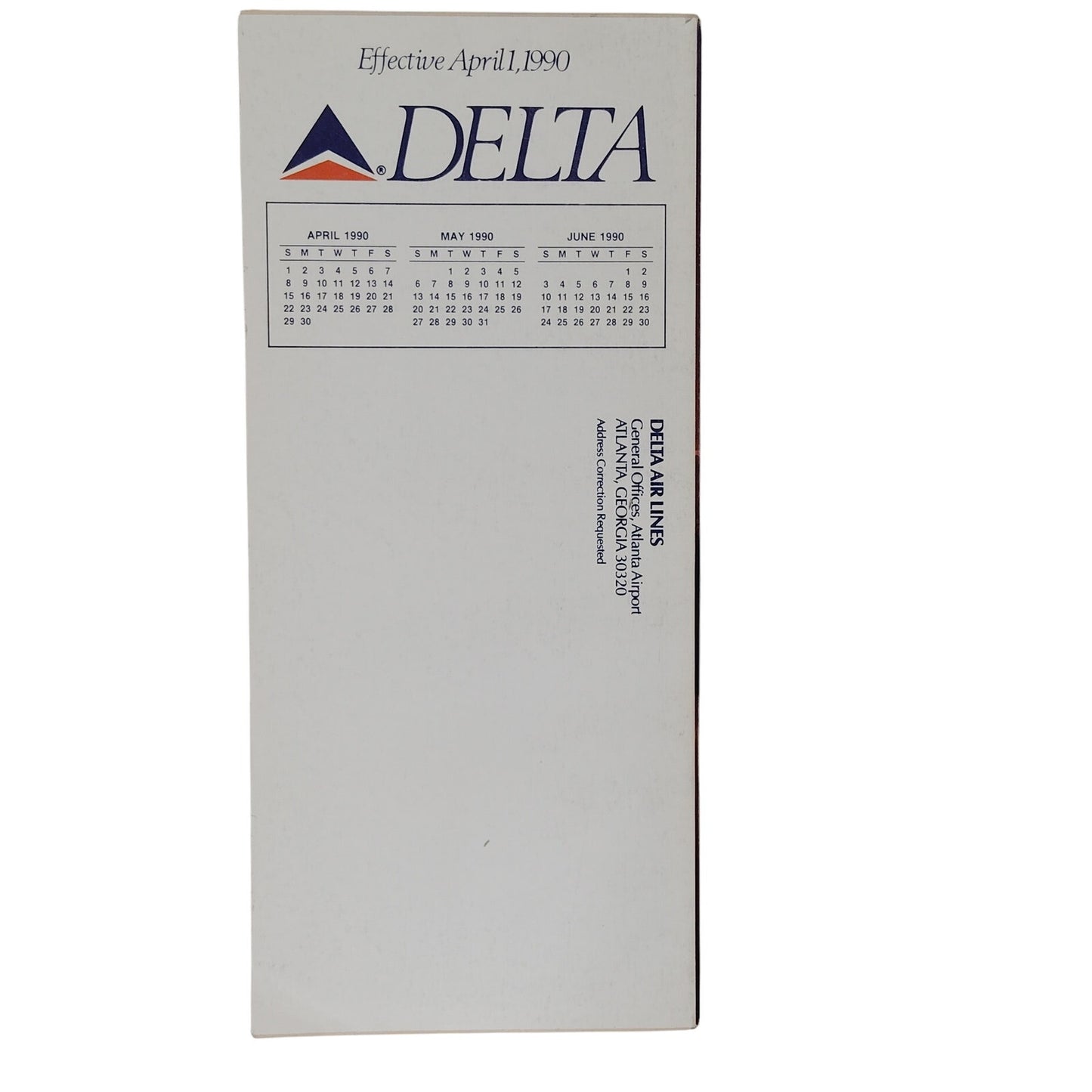 Delta Air Lines Timetable – Apr 1, 1990 – Alaska Theme Cover – 425 Pages