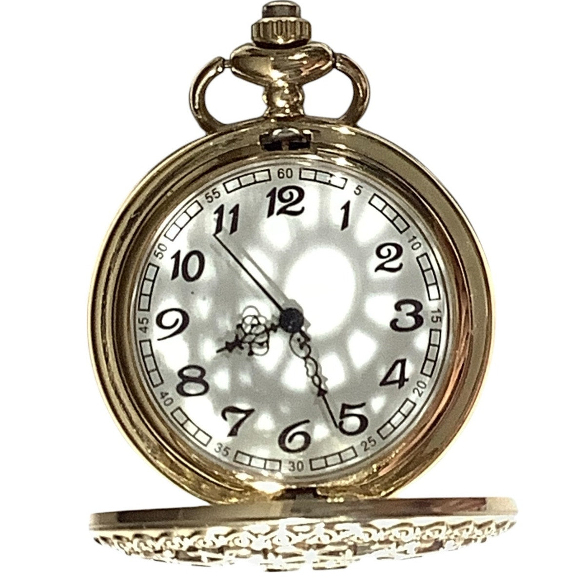 Claire's Heart Web/Gate Gold/White Tones Floral Back Pocket Watch, Non-Operable
