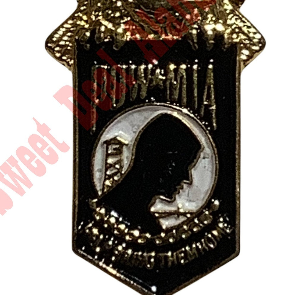 Eagle Atop POW/MIA Emblem - Hat, Tie or Lapel Pin, 1"H x 7/8"W