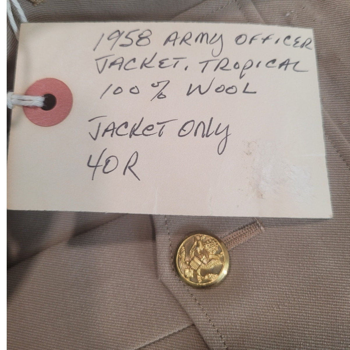 1958 U.S. Officer Jacket – Tropical Wool – Size 40R – Lowe Tailors Annapolis MD – 5 Service Stripes – Jacket Only
