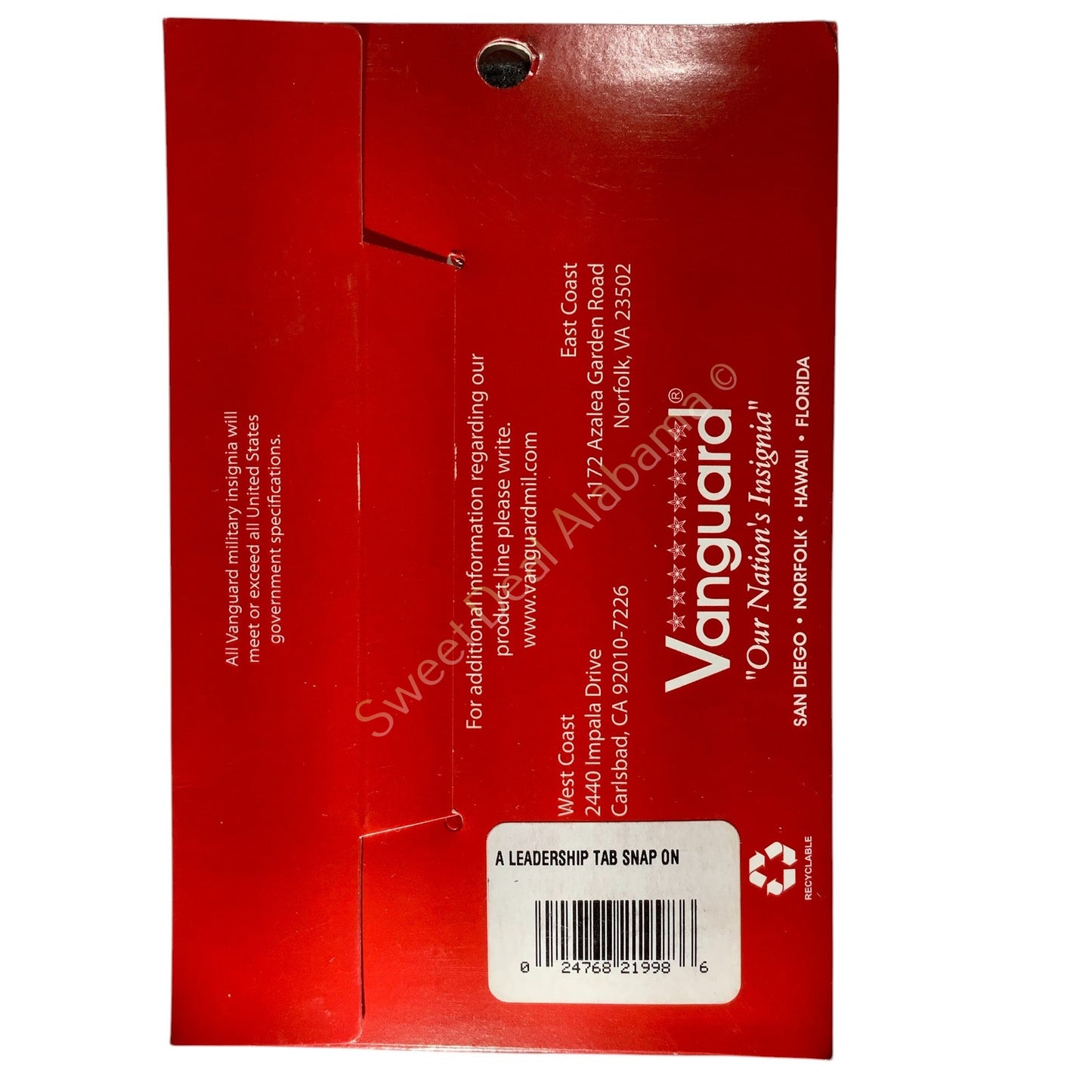 Vanguard Army Leadership Tabs - 4 Pack - Snap On, NIP