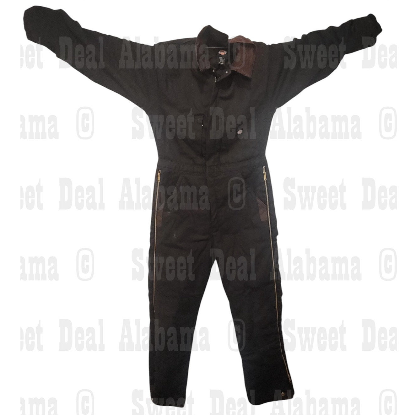 Dickies Insulated Coveralls, Medium-Tall, Black, Corduroy Collar, Zip Front, MT