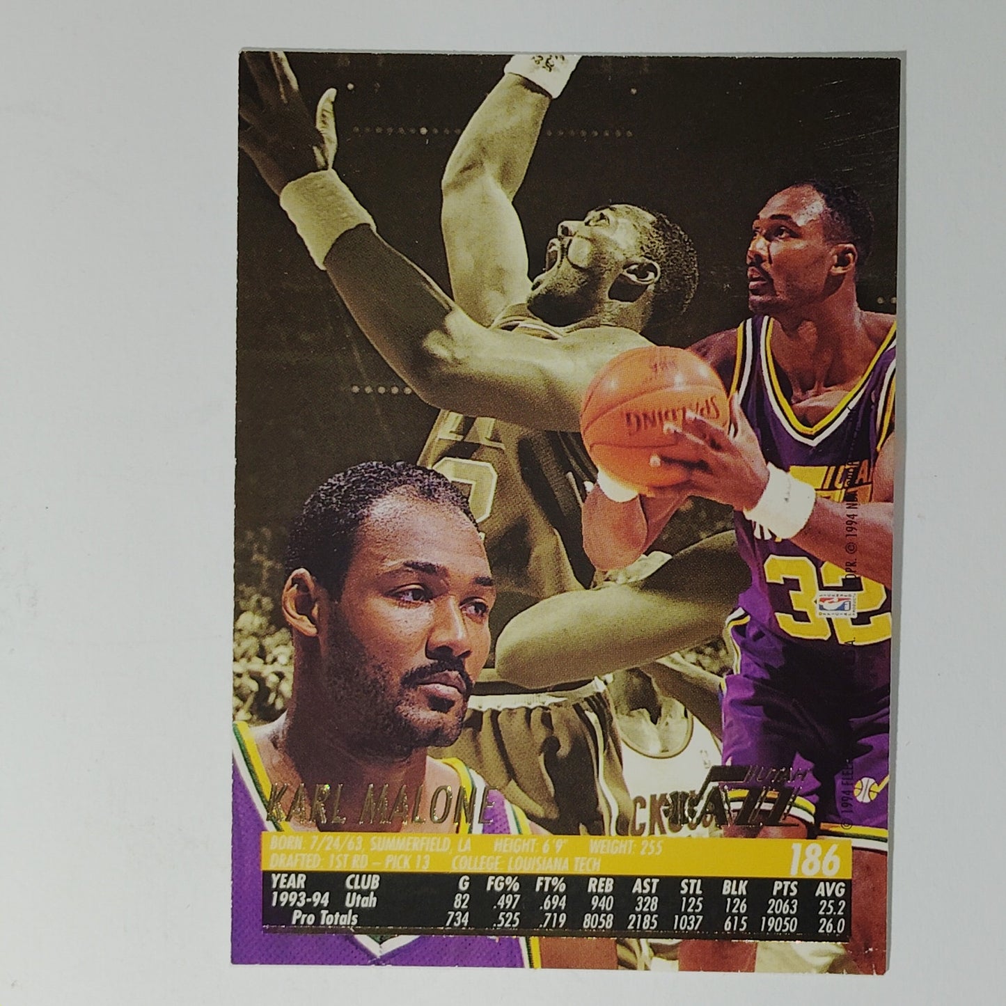 1993–94 Fleer Ultra Karl Malone #186 – Utah Jazz – Power Forward
