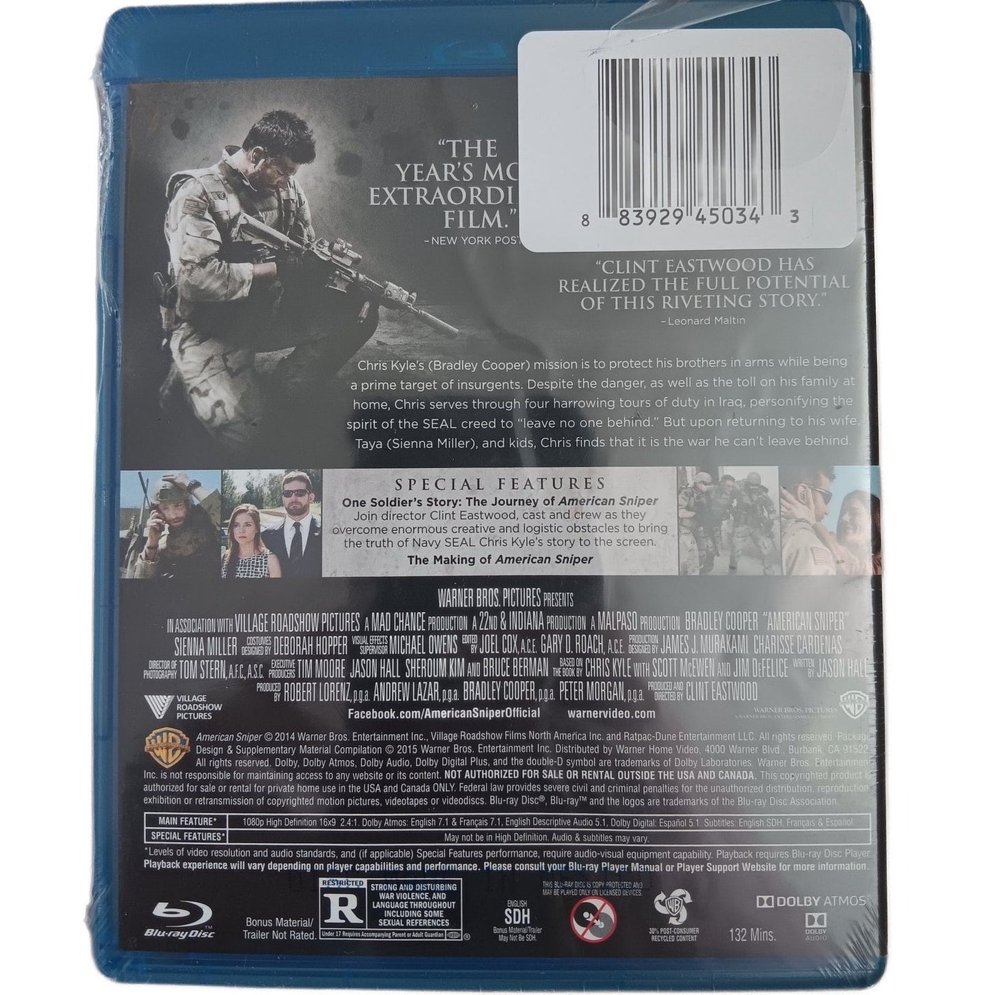 American Sniper - Blu-ray, 2014 War Drama, Bradley Cooper, Clint Eastwood, NIP