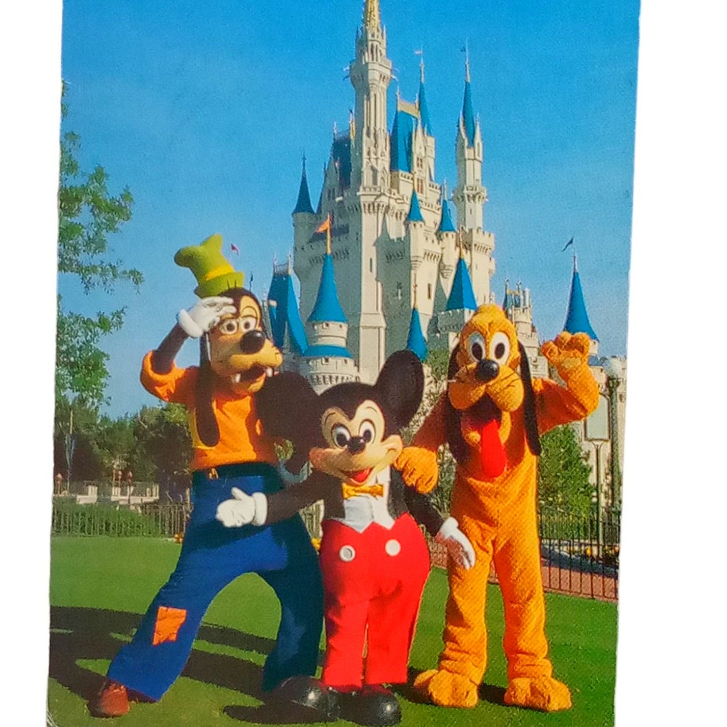 Mickey Mouse, Pluto, Goofy at Walt Disney World 1983, 3.5 x 5.5 Vintage Postcard